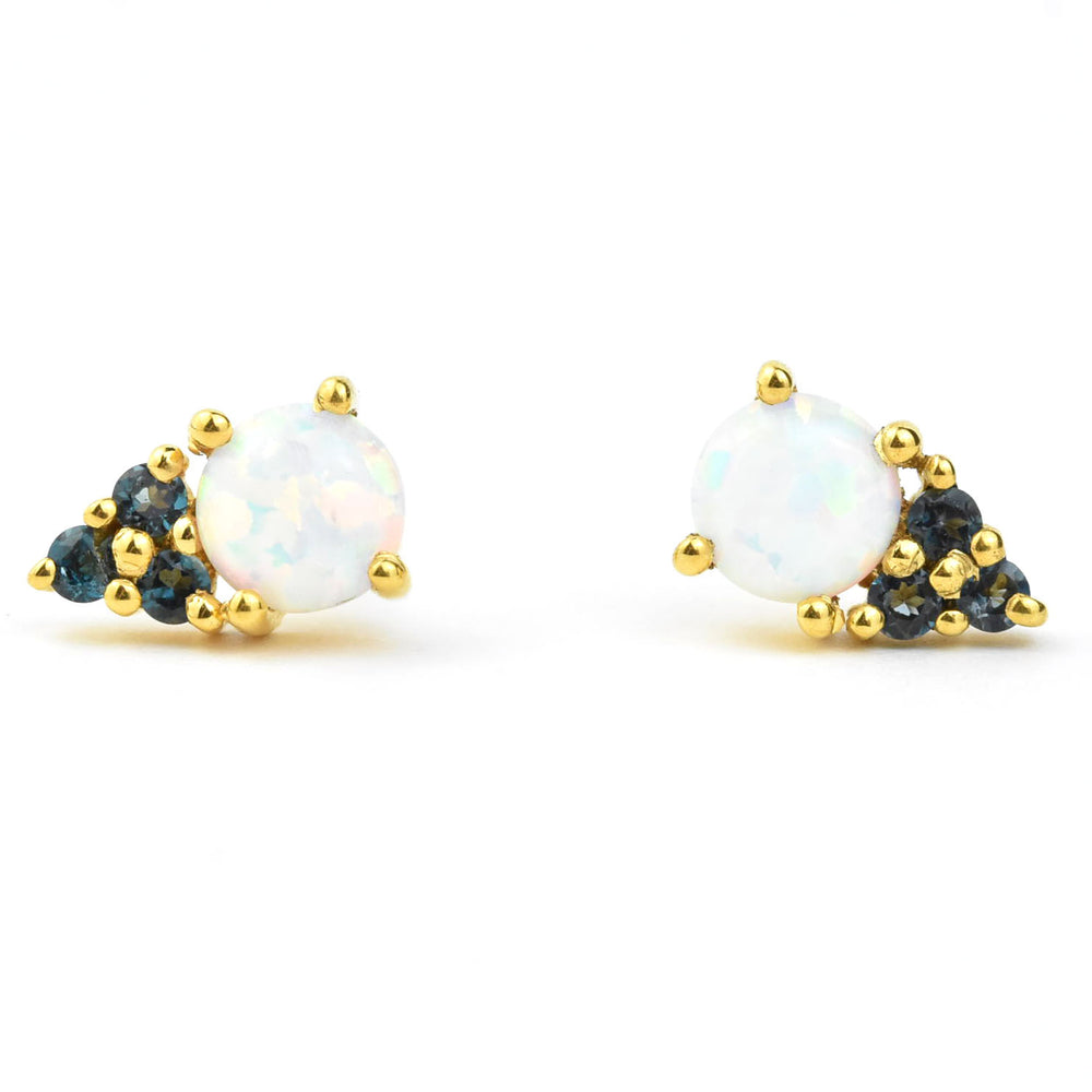 Opal & Blue Topaz Doublet Studs - Goldmakers Fine Jewelry