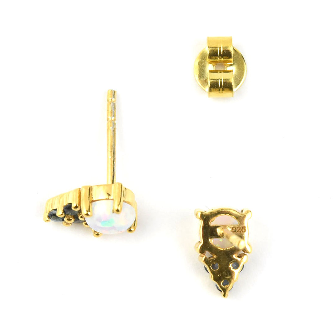 Opal & Blue Topaz Doublet Studs - Goldmakers Fine Jewelry