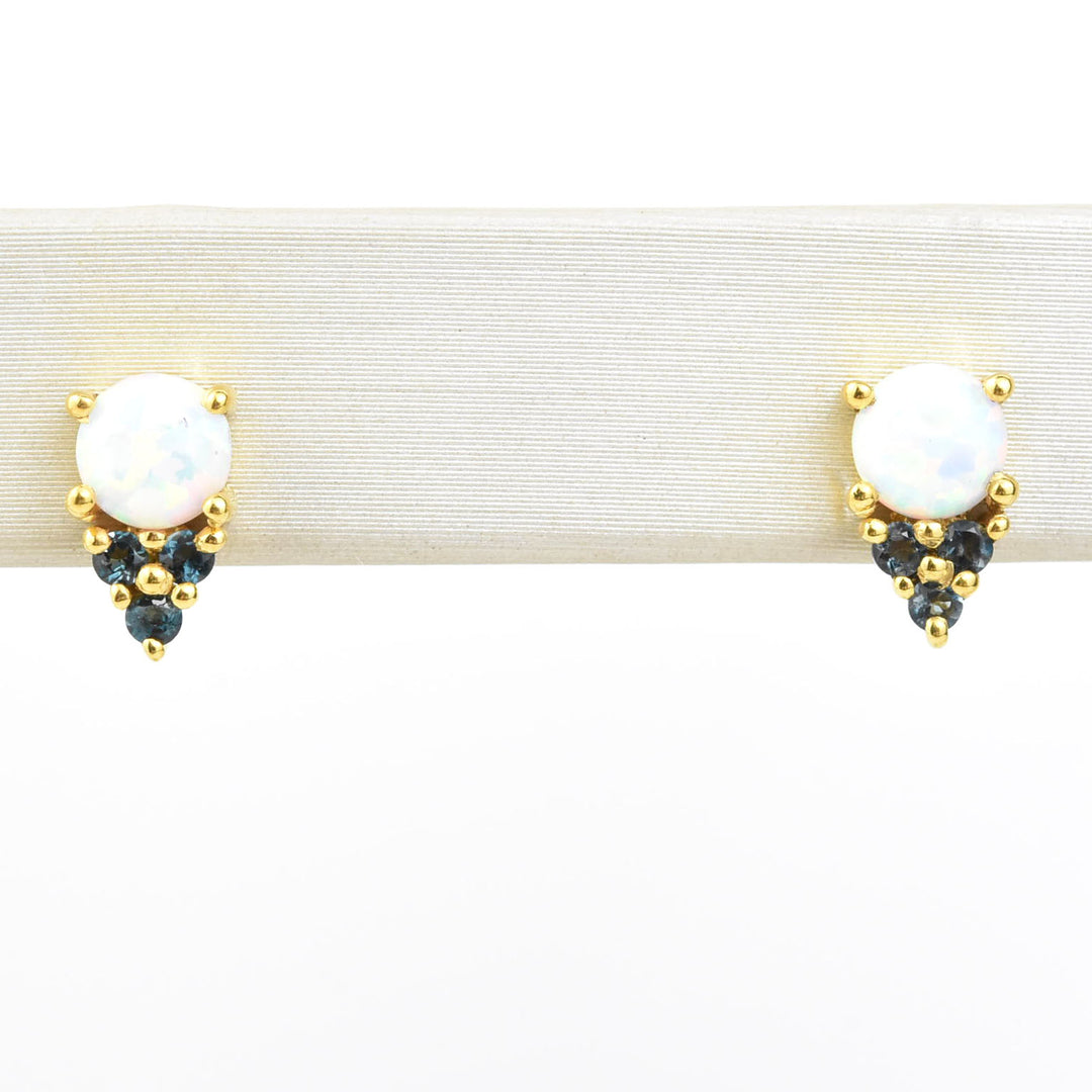 Opal & Blue Topaz Doublet Studs - Goldmakers Fine Jewelry