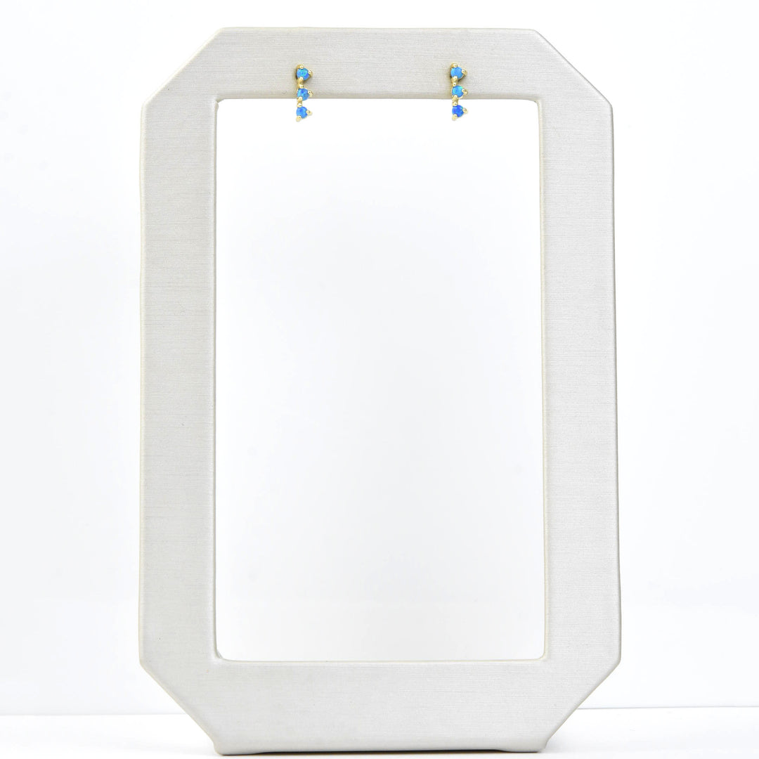 Small Blue Opal Trio Studs - Goldmakers Fine Jewelry