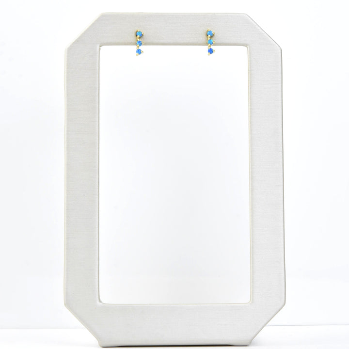 Small Blue Opal Trio Studs - Goldmakers Fine Jewelry