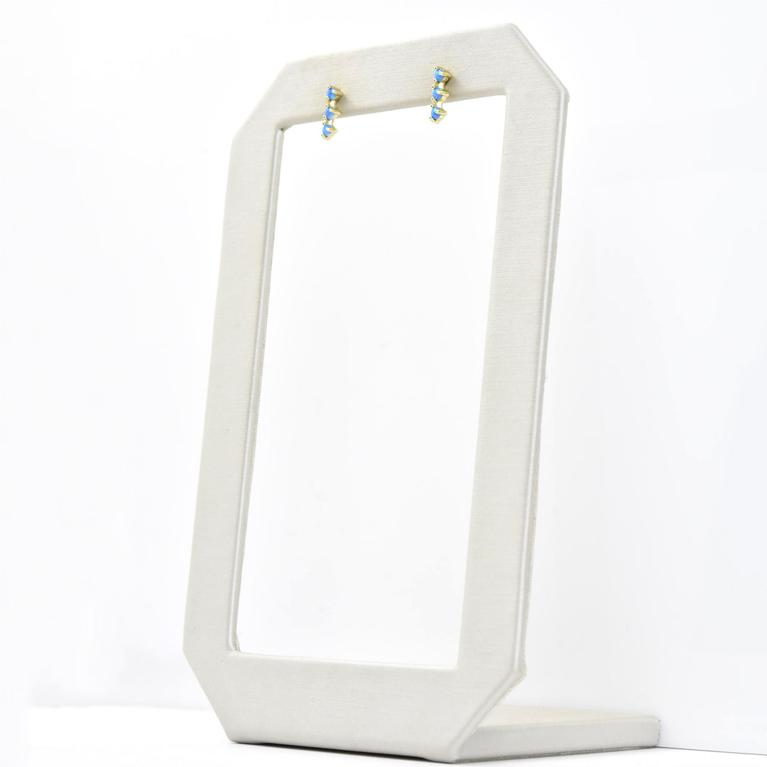 Small Blue Opal Trio Studs - Goldmakers Fine Jewelry