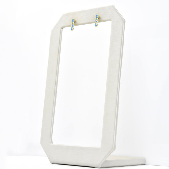 Small Blue Opal Trio Studs - Goldmakers Fine Jewelry