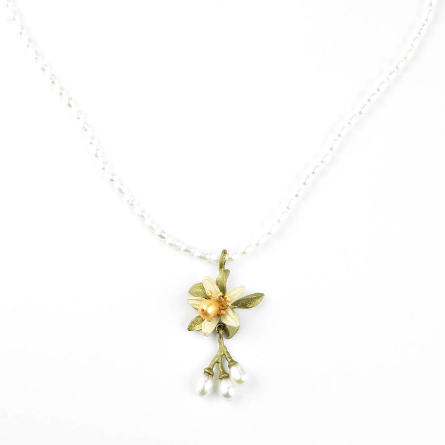 Orange Blossom and Pearl Necklace - Goldmakers Fine Jewelry