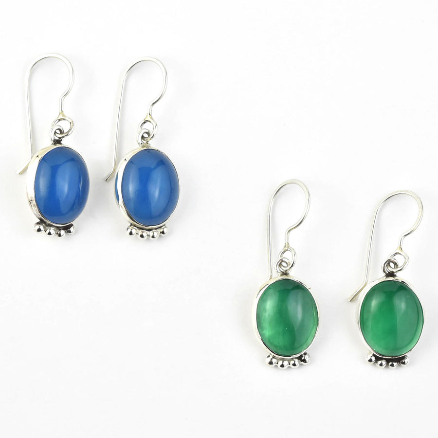 Oval Stone Drop Earrings - Goldmakers Fine Jewelry