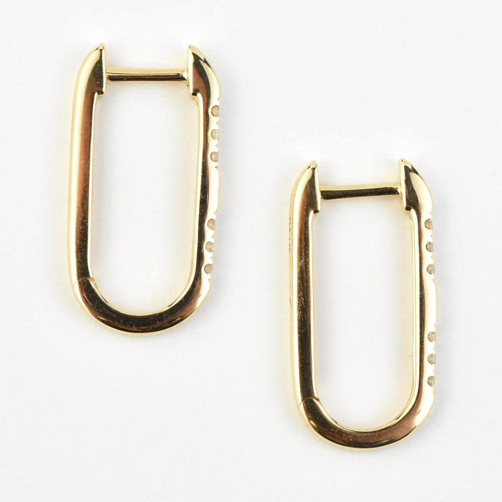 Oval Huggies in Gold with Diamonds - Goldmakers Fine Jewelry