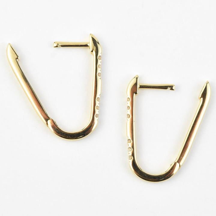 Oval Huggies in Gold with Diamonds - Goldmakers Fine Jewelry