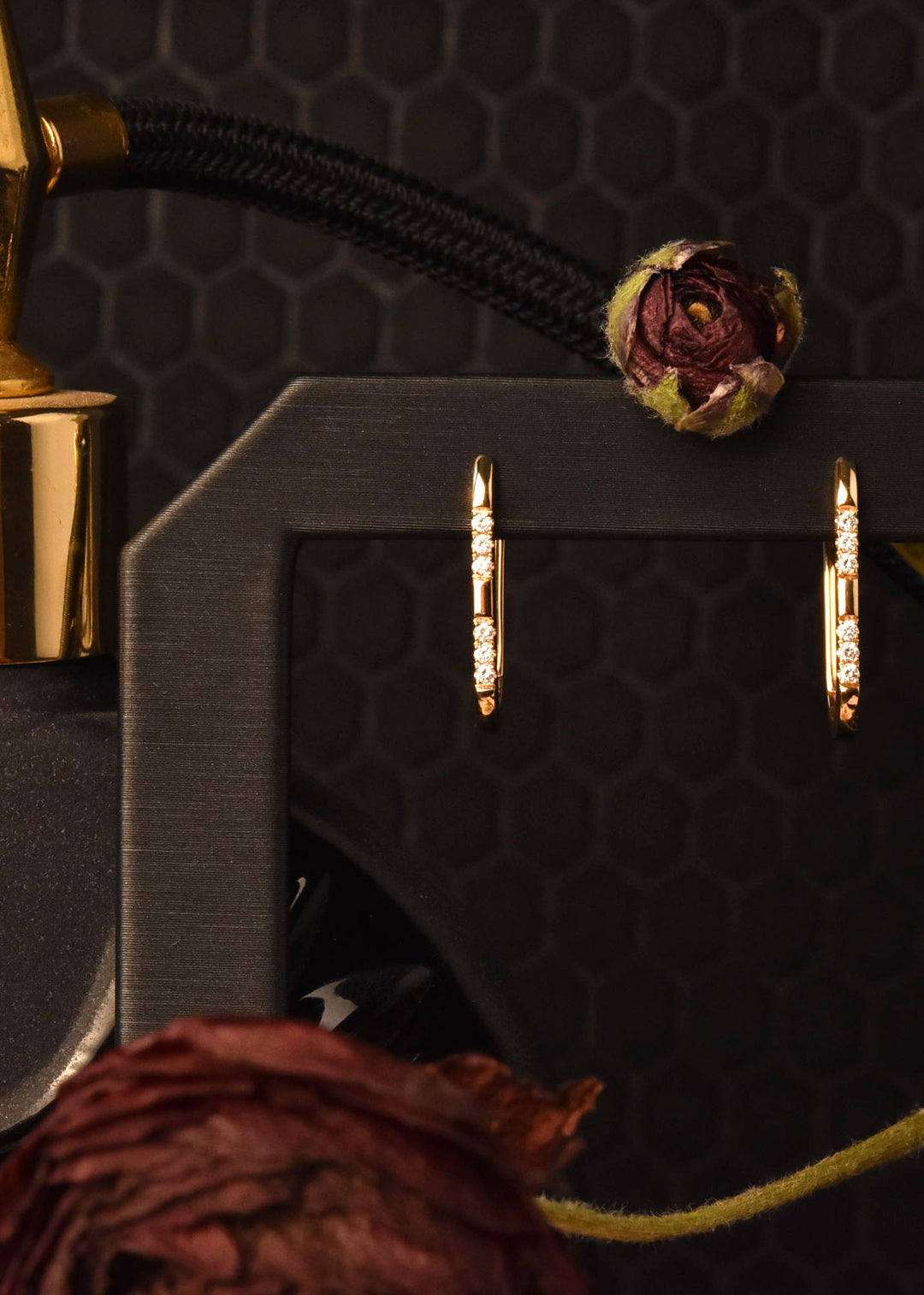 Oval Huggies in Gold with Diamonds - Goldmakers Fine Jewelry