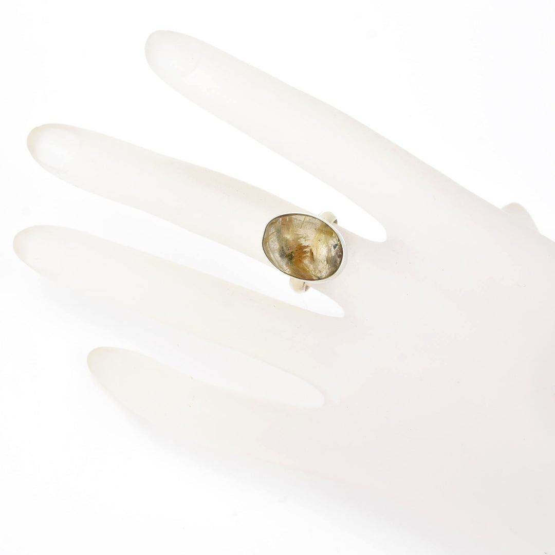 Oval Rutilated Quartz Ring in Sterling Silver - Goldmakers Fine Jewelry
