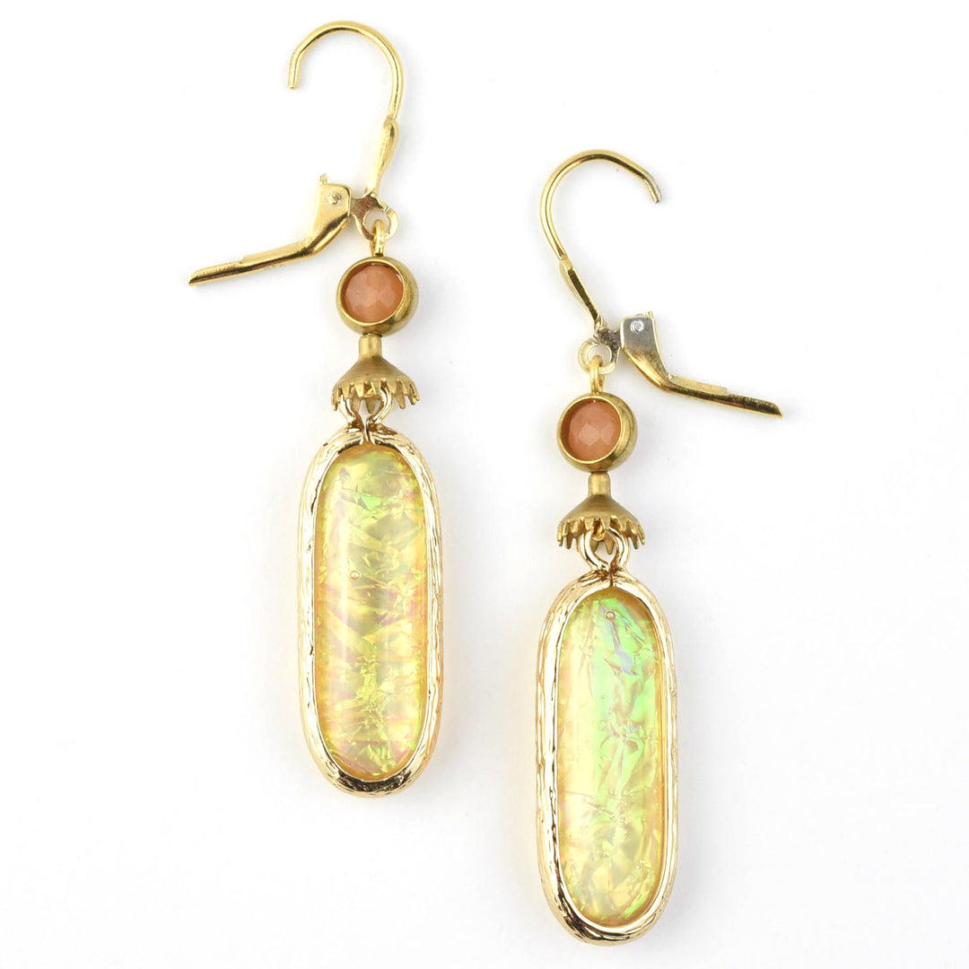 Oval Yellow Opalescent Art Glass Drops - Goldmakers Fine Jewelry