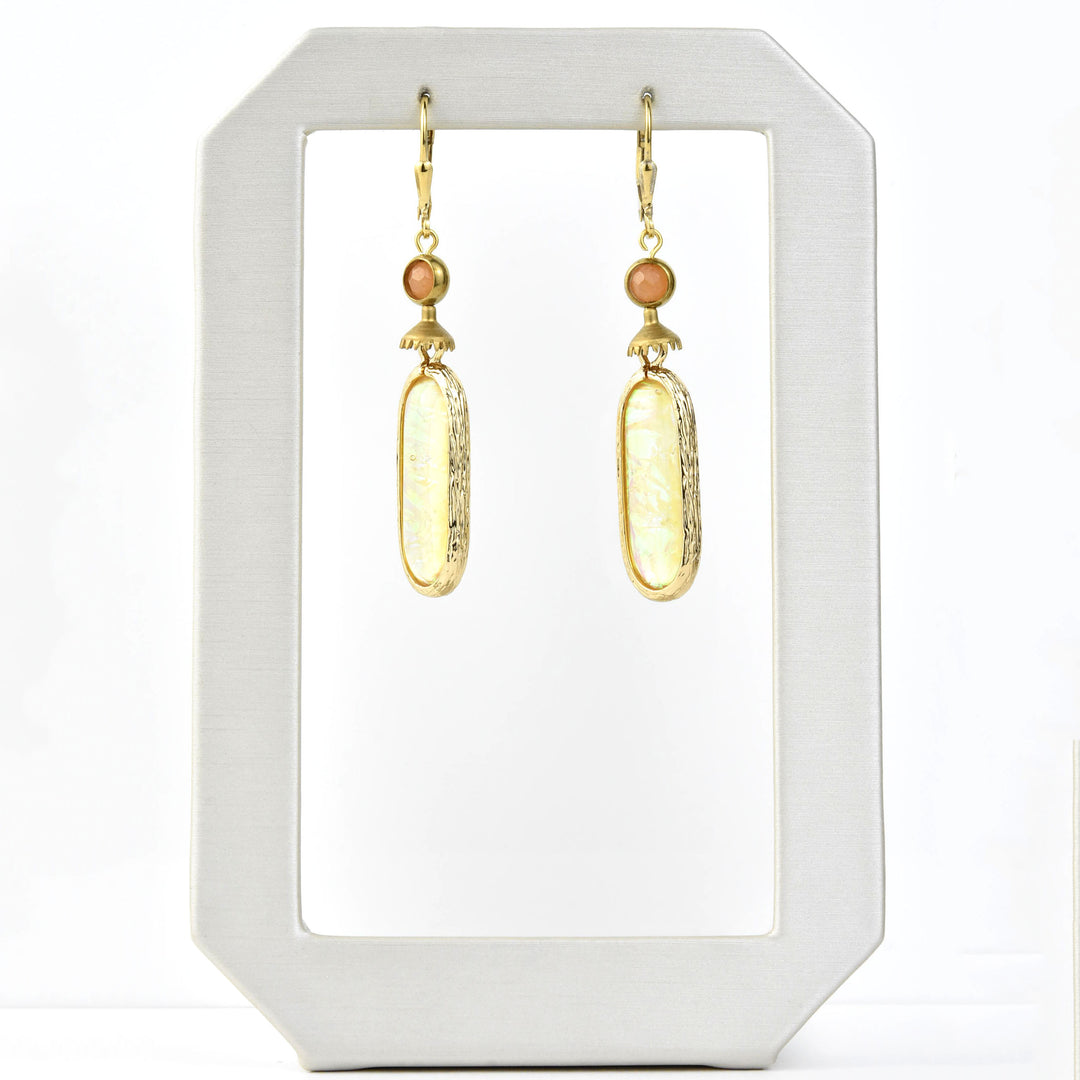 Oval Yellow Opalescent Art Glass Drops - Goldmakers Fine Jewelry