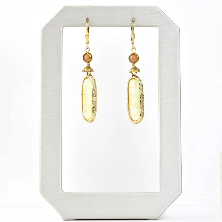 Oval Yellow Opalescent Art Glass Drops - Goldmakers Fine Jewelry