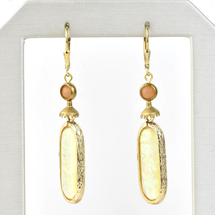 Oval Yellow Opalescent Art Glass Drops - Goldmakers Fine Jewelry
