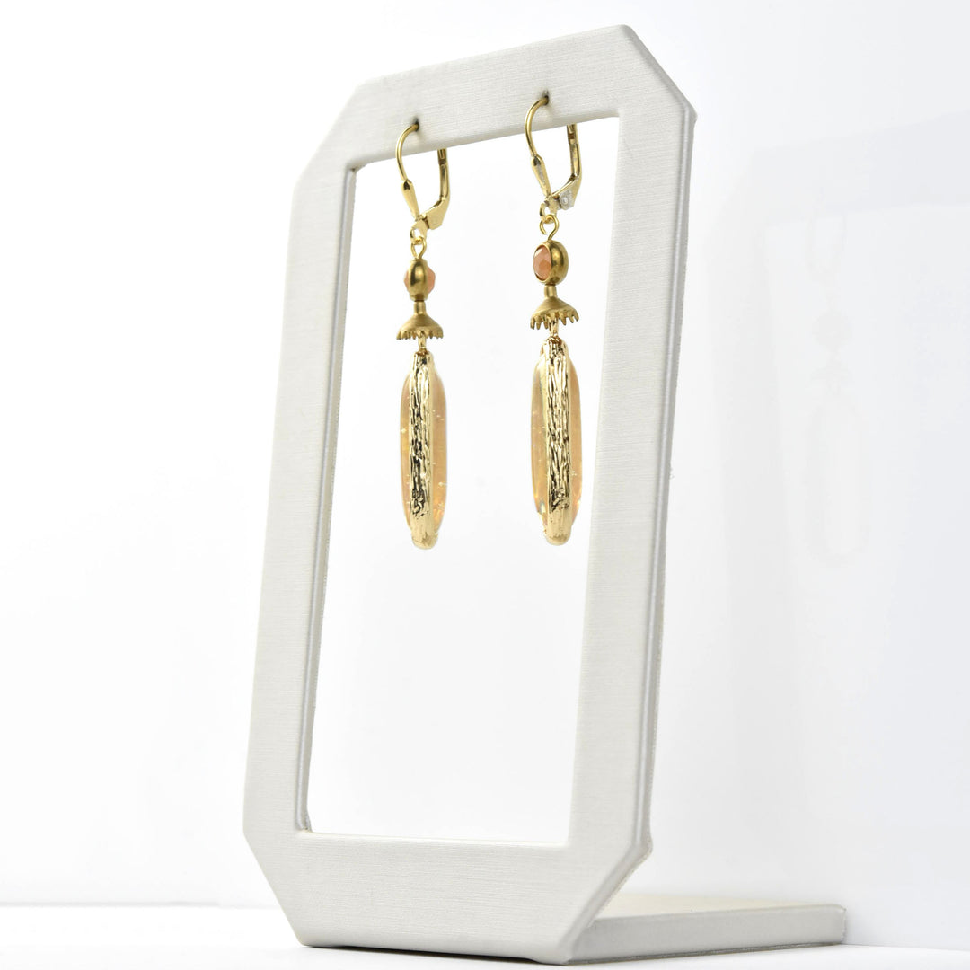 Oval Yellow Opalescent Art Glass Drops - Goldmakers Fine Jewelry
