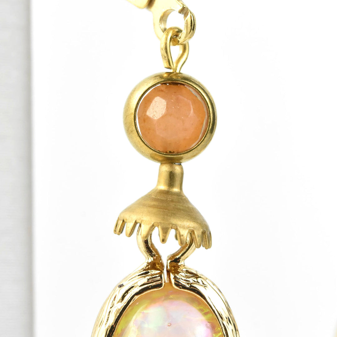 Oval Yellow Opalescent Art Glass Drops - Goldmakers Fine Jewelry
