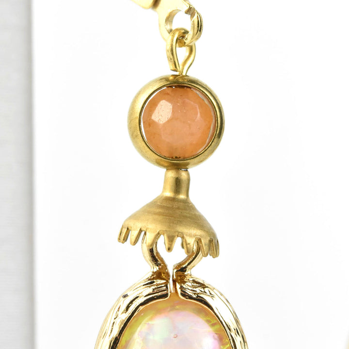 Oval Yellow Opalescent Art Glass Drops - Goldmakers Fine Jewelry