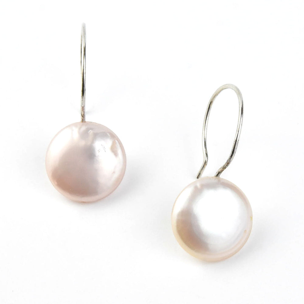 Freshwater Pearl Coin Hoops - Goldmakers Fine Jewelry