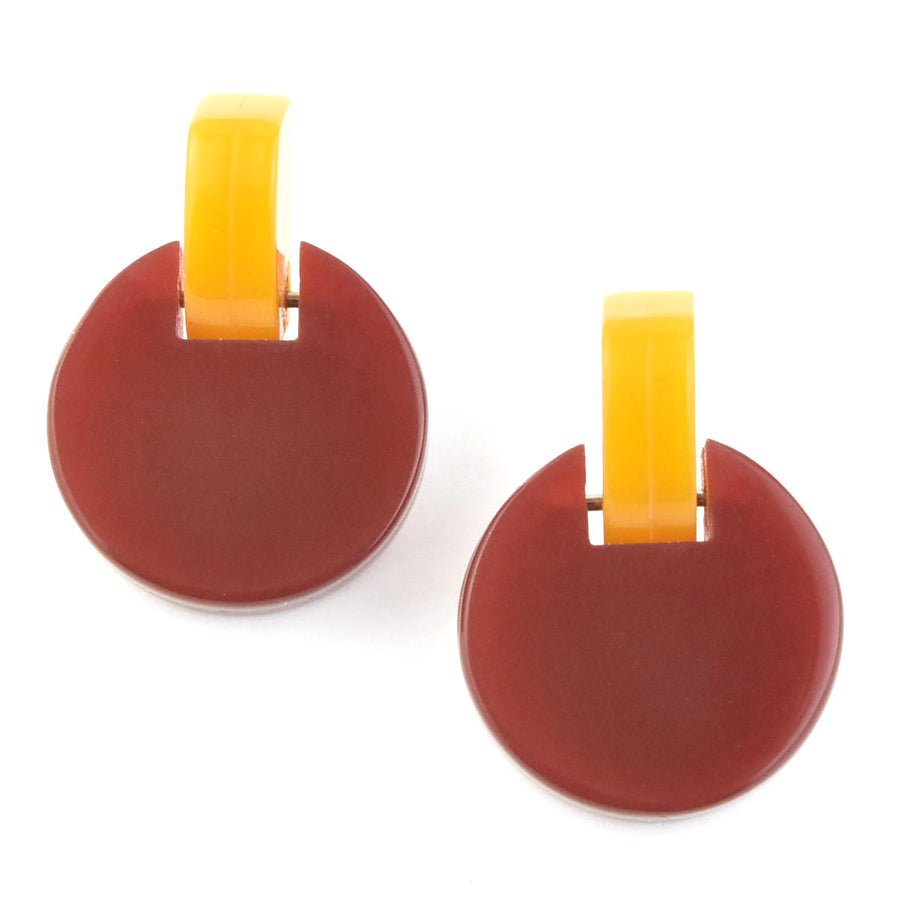 Panorama Round Link Earrings in Burgundy - Goldmakers Fine Jewelry