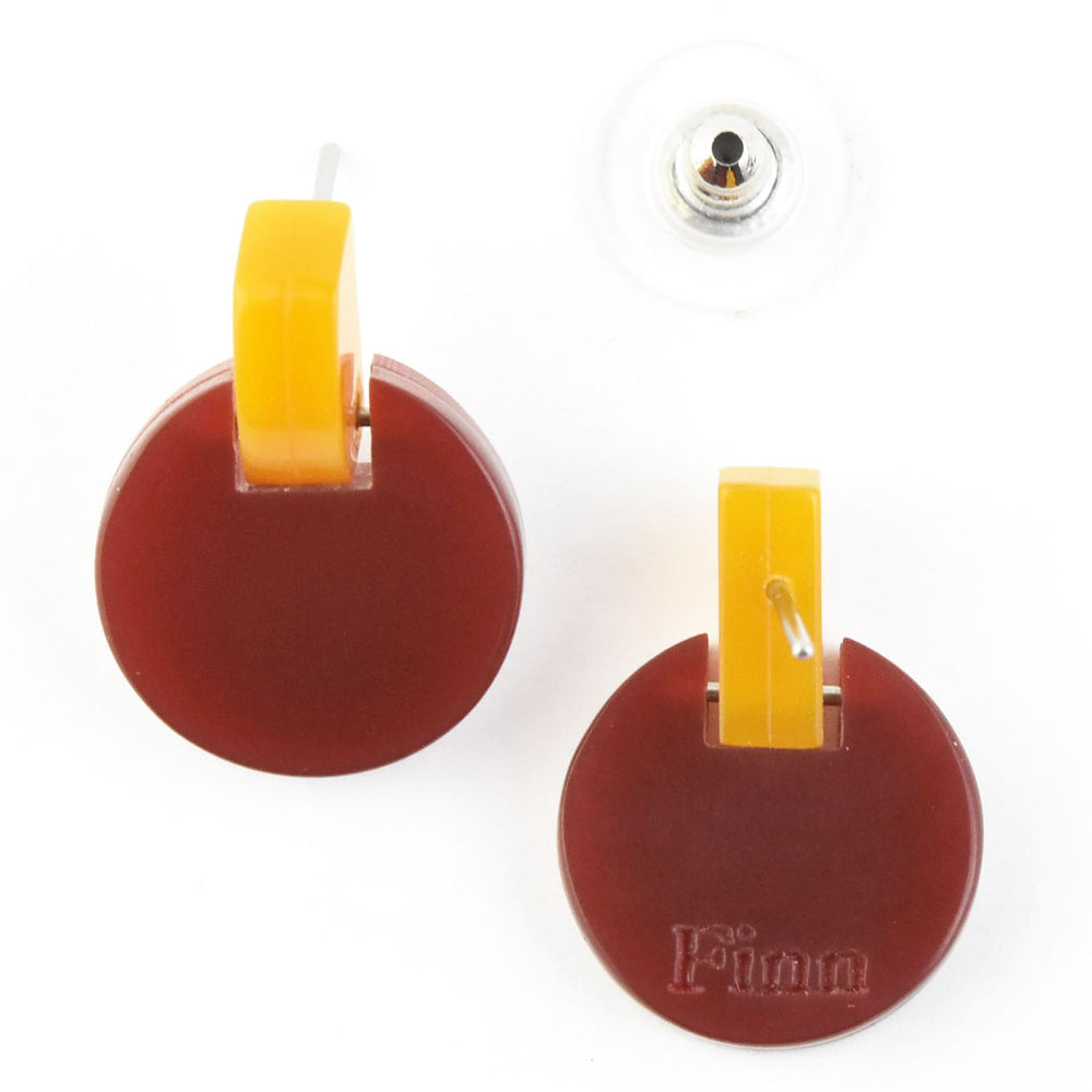 Panorama Round Link Earrings in Burgundy - Goldmakers Fine Jewelry