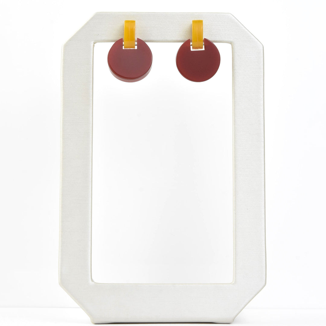 Panorama Round Link Earrings in Burgundy - Goldmakers Fine Jewelry