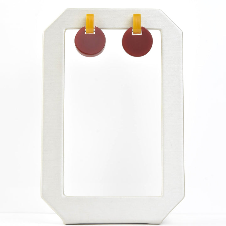 Panorama Round Link Earrings in Burgundy - Goldmakers Fine Jewelry