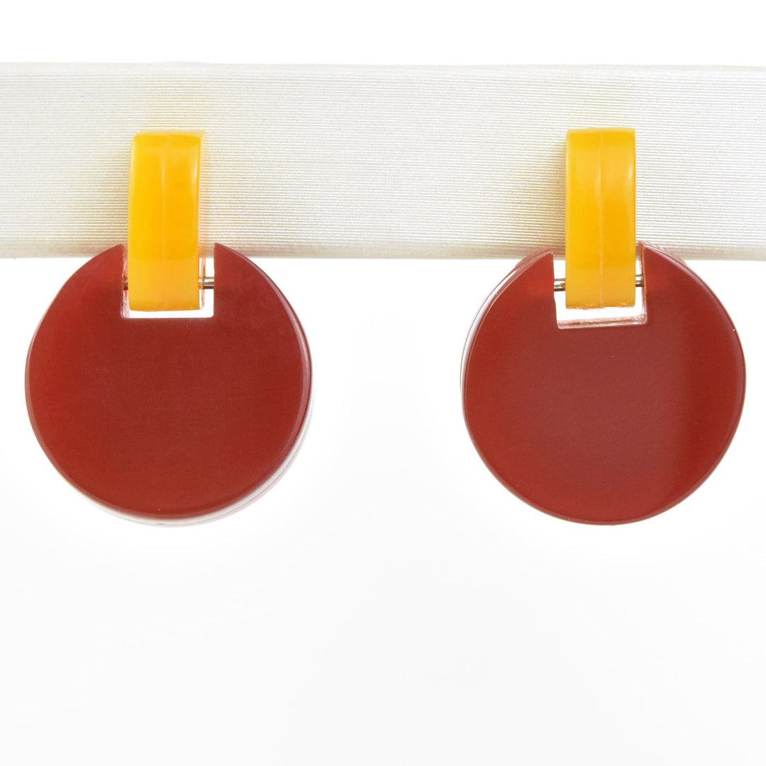 Panorama Round Link Earrings in Burgundy - Goldmakers Fine Jewelry
