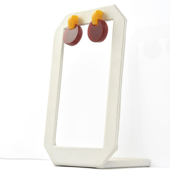 Panorama Round Link Earrings in Burgundy - Goldmakers Fine Jewelry