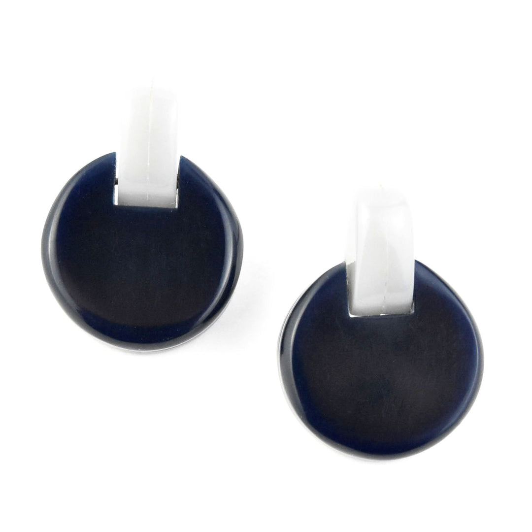 Panorama Round Link Earrings in Blue - Goldmakers Fine Jewelry