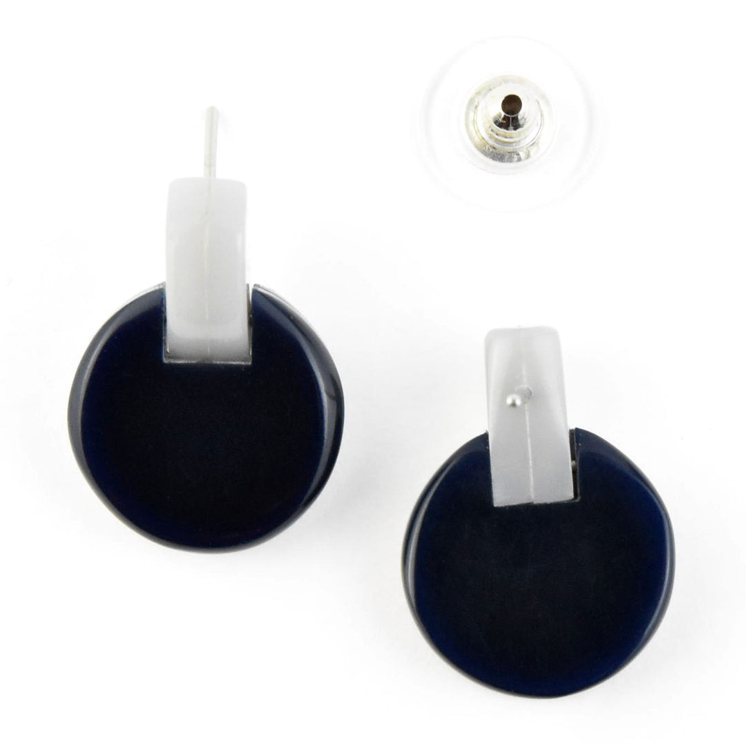 Panorama Round Link Earrings in Blue - Goldmakers Fine Jewelry