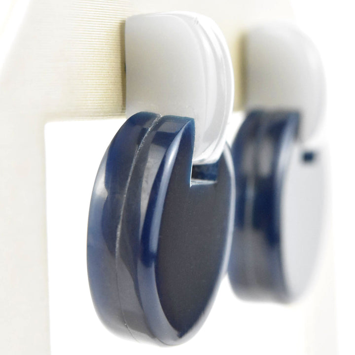 Panorama Round Link Earrings in Blue - Goldmakers Fine Jewelry
