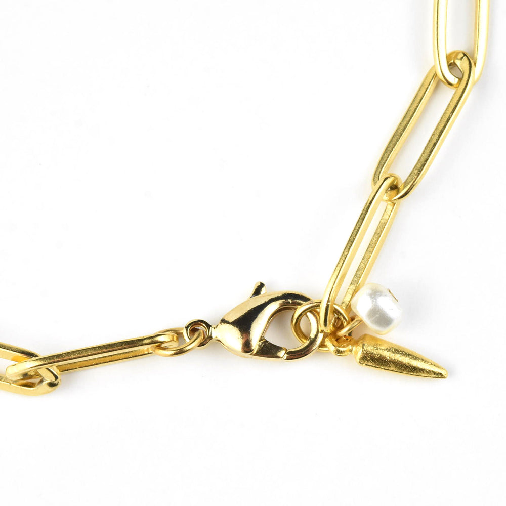 Paperclip Chain Bracelet w/ Pearl - Goldmakers Fine Jewelry