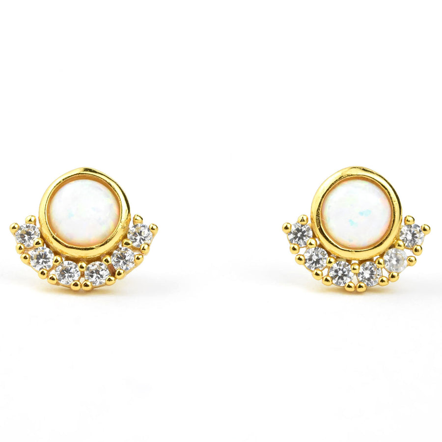 Opal & Cubic Zirconia Parisian Sunset Studs - Goldmakers Fine Jewelry