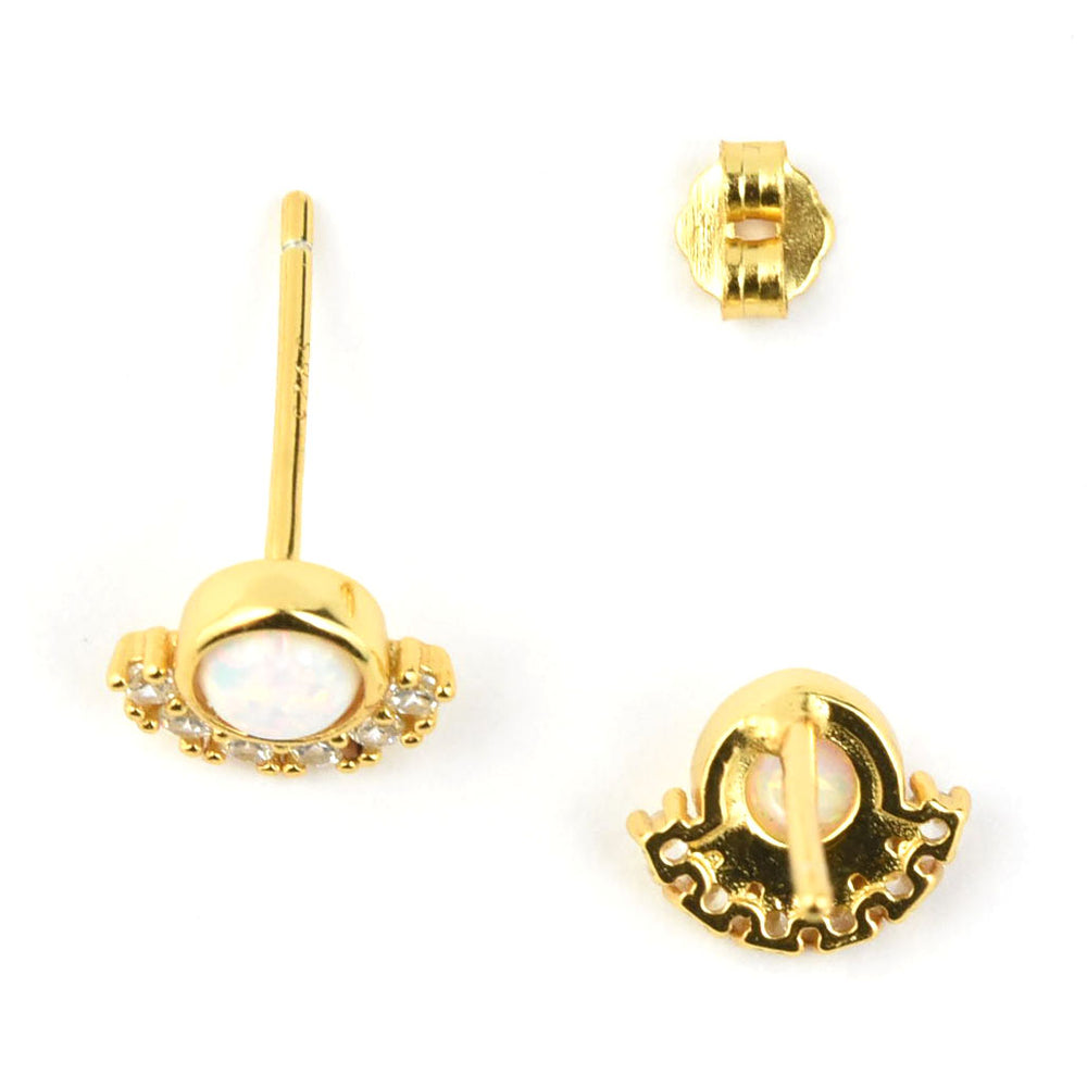Opal & Cubic Zirconia Parisian Sunset Studs - Goldmakers Fine Jewelry