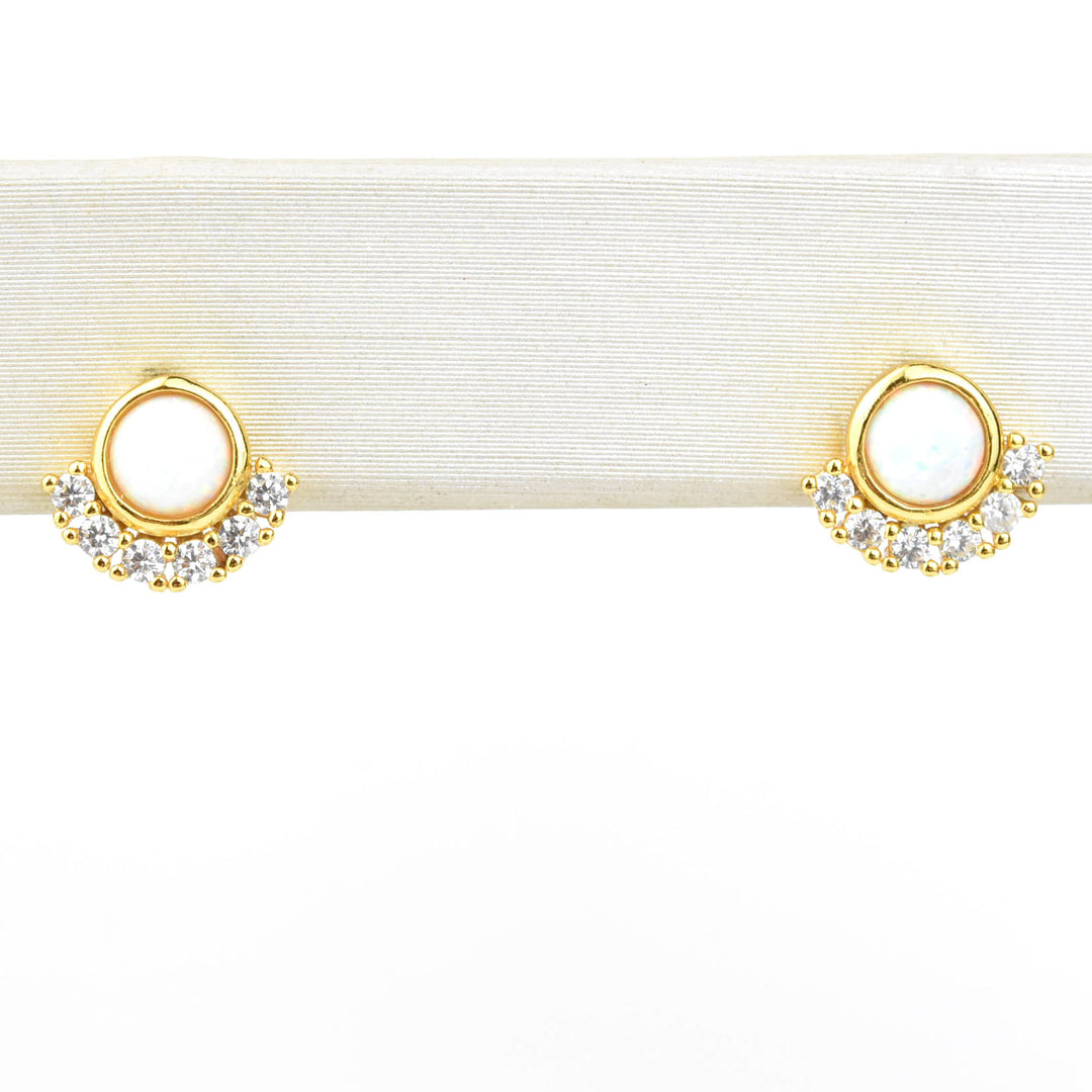Opal & Cubic Zirconia Parisian Sunset Studs - Goldmakers Fine Jewelry