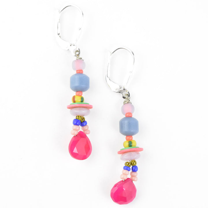Pastel and Hot Pink Beaded Earrings - Goldmakers Fine Jewelry