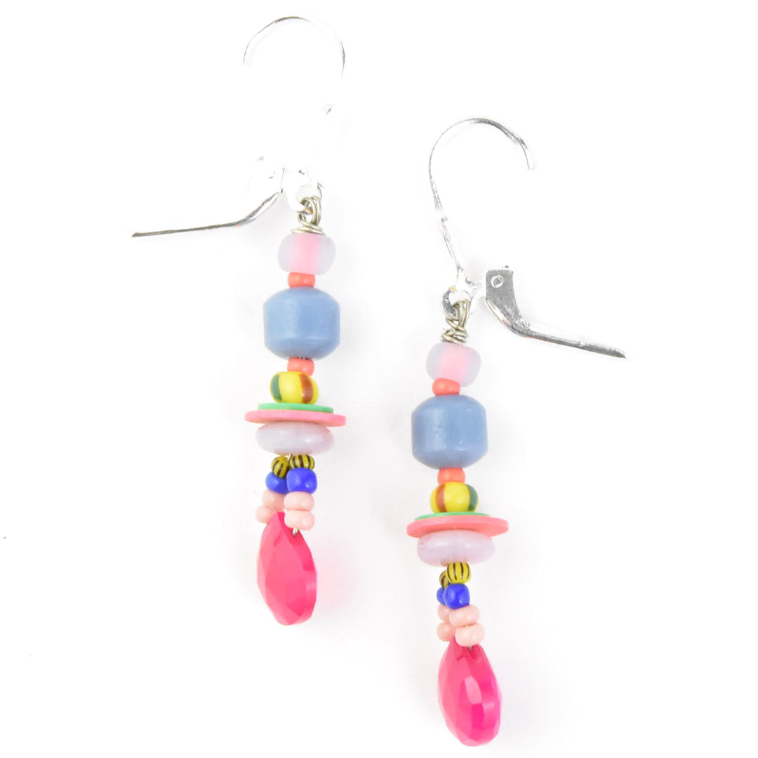 Pastel and Hot Pink Beaded Earrings - Goldmakers Fine Jewelry