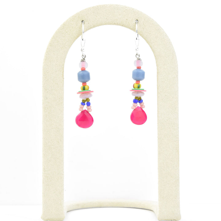 Pastel and Hot Pink Beaded Earrings - Goldmakers Fine Jewelry