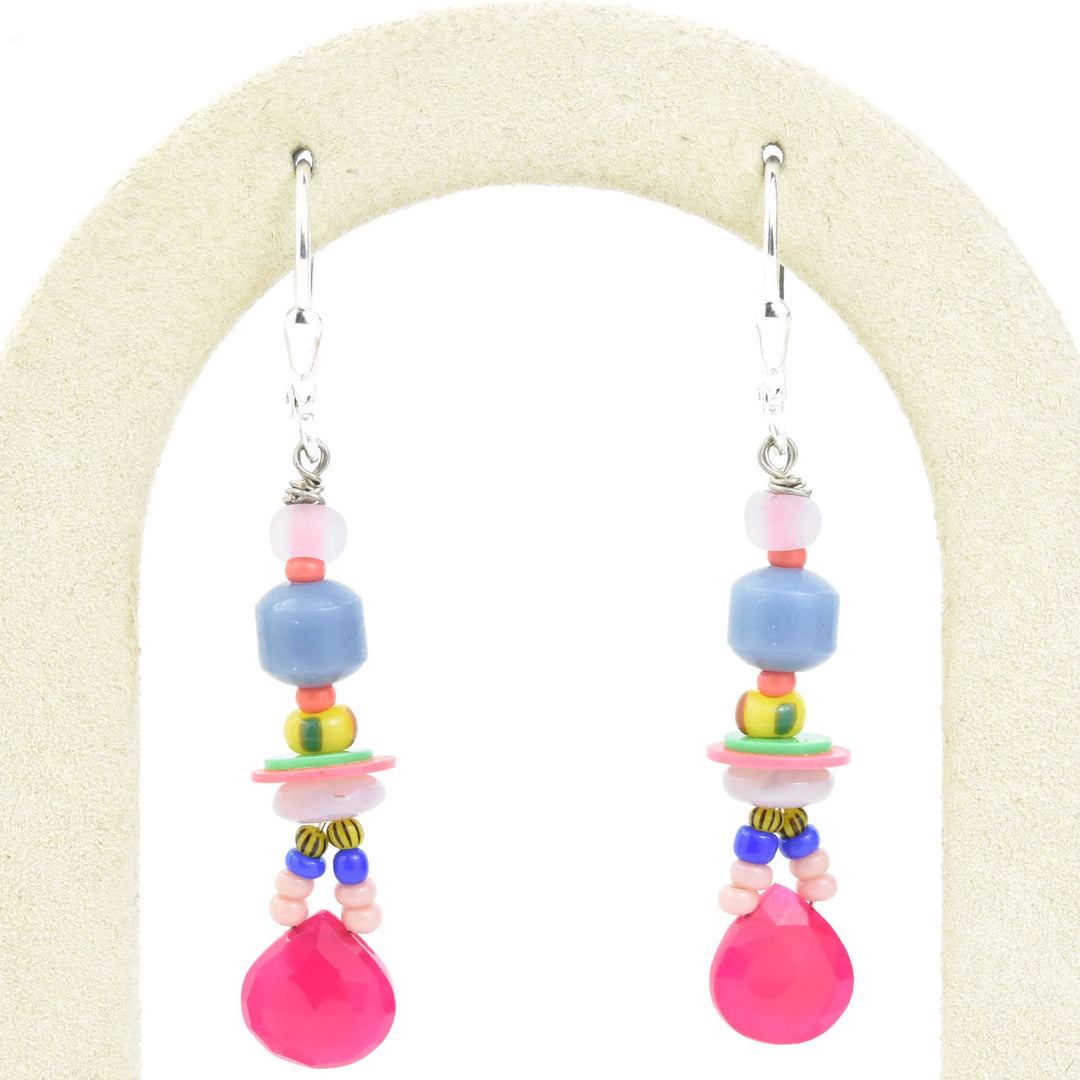 Pastel and Hot Pink Beaded Earrings - Goldmakers Fine Jewelry