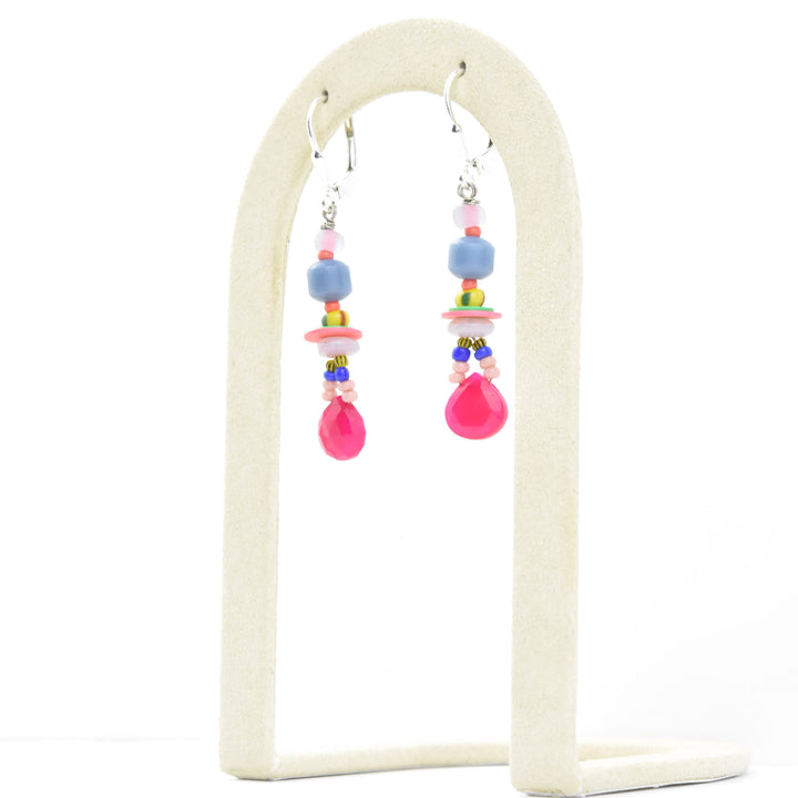 Pastel and Hot Pink Beaded Earrings - Goldmakers Fine Jewelry