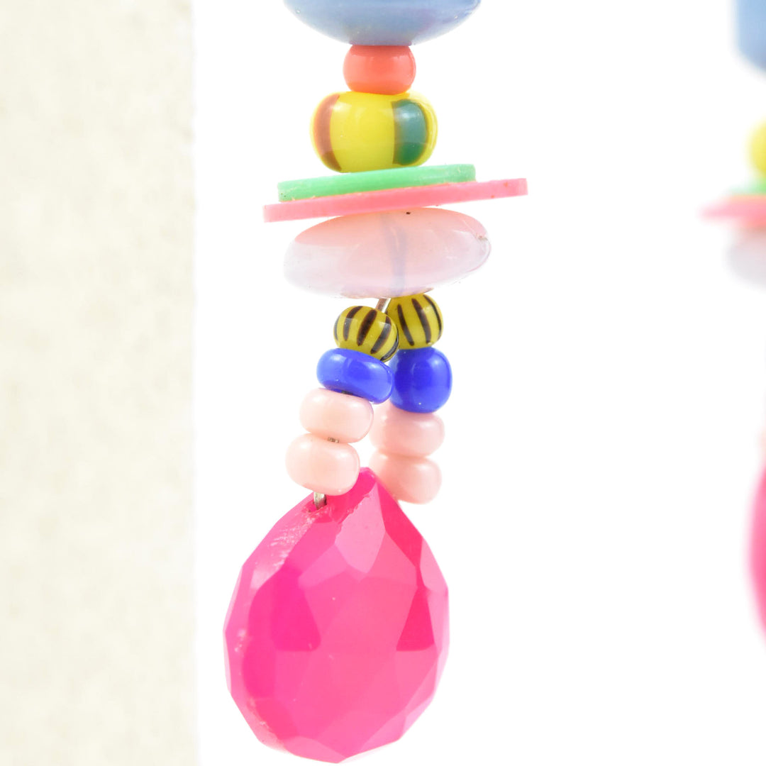Pastel and Hot Pink Beaded Earrings - Goldmakers Fine Jewelry