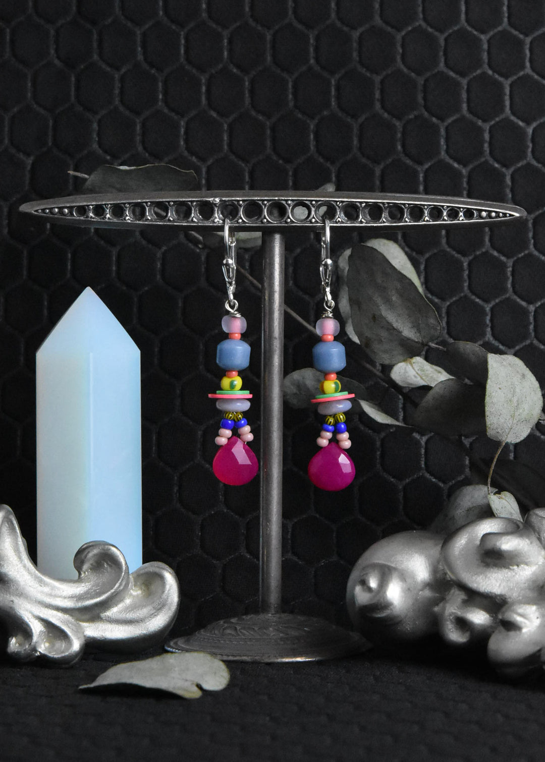 Pastel and Hot Pink Beaded Earrings - Goldmakers Fine Jewelry