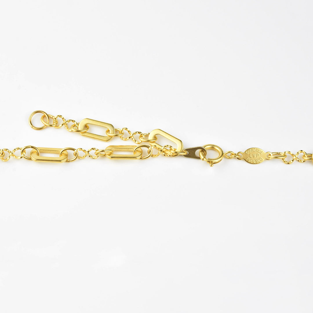 Pearl Station Necklace with Chunky Chain - Goldmakers Fine Jewelry
