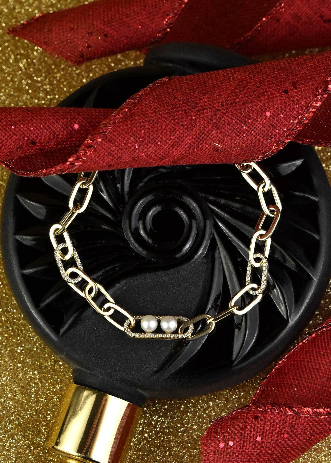 Pearl Chain Link Bracelet in 14k Gold - Goldmakers Fine Jewelry