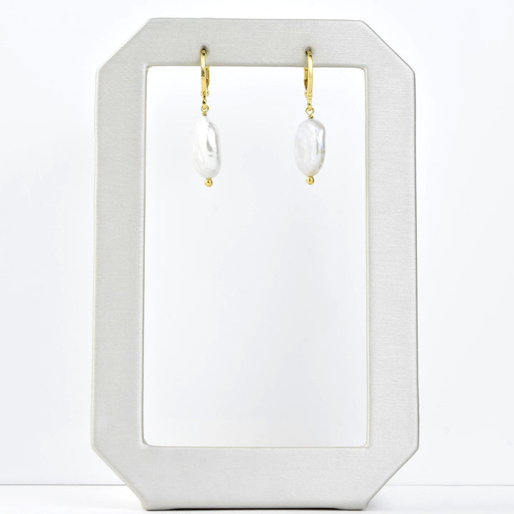 Pearl Coin Huggies - Goldmakers Fine Jewelry