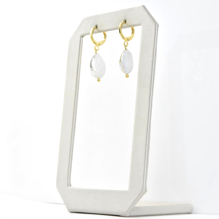 Pearl Coin Huggies - Goldmakers Fine Jewelry