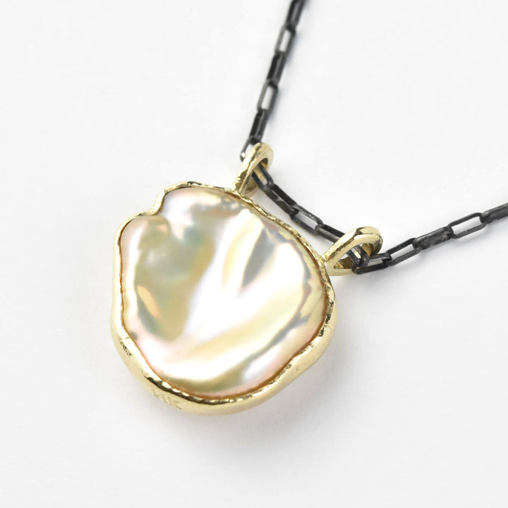 Golden Baroque Pearl Mixed Metal Necklace - Goldmakers Fine Jewelry