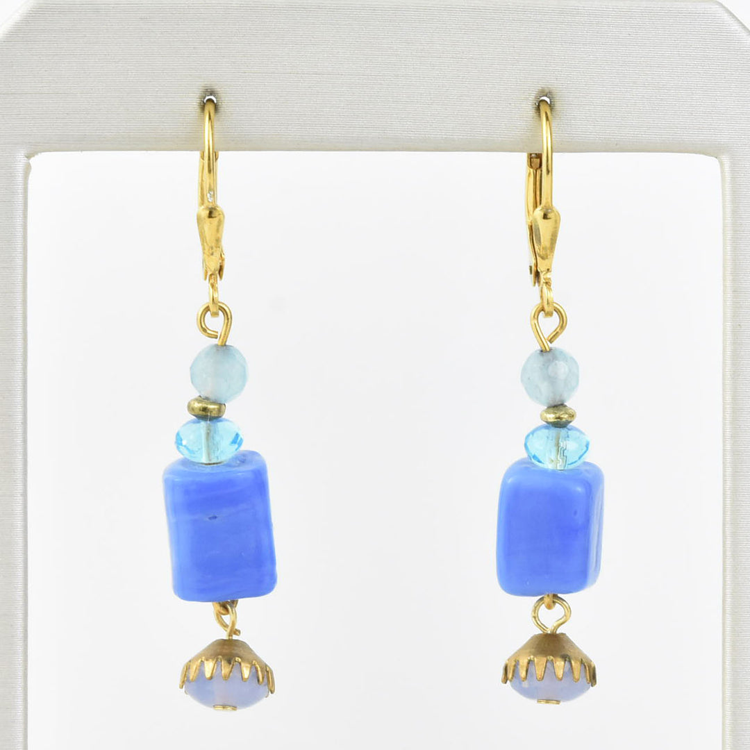 Periwinkle Blue Cube Drops - Goldmakers Fine Jewelry