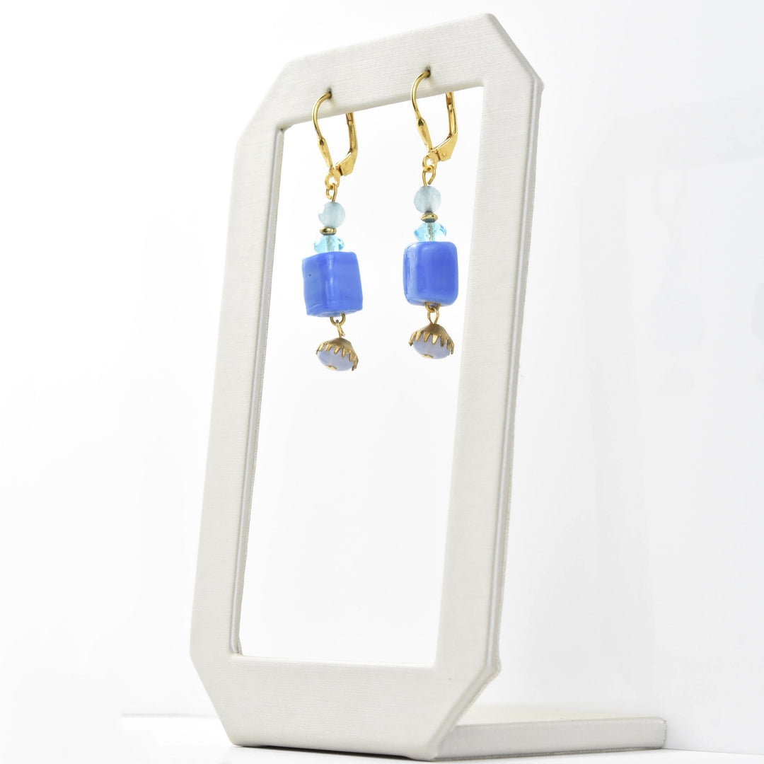 Periwinkle Blue Cube Drops - Goldmakers Fine Jewelry