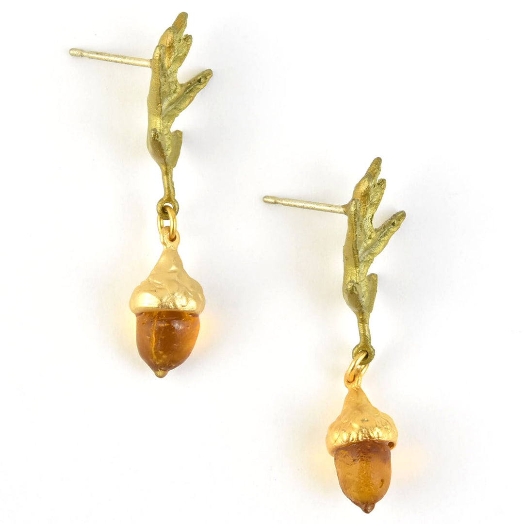 Pin Oak Glass Acorn Earrings - Goldmakers Fine Jewelry