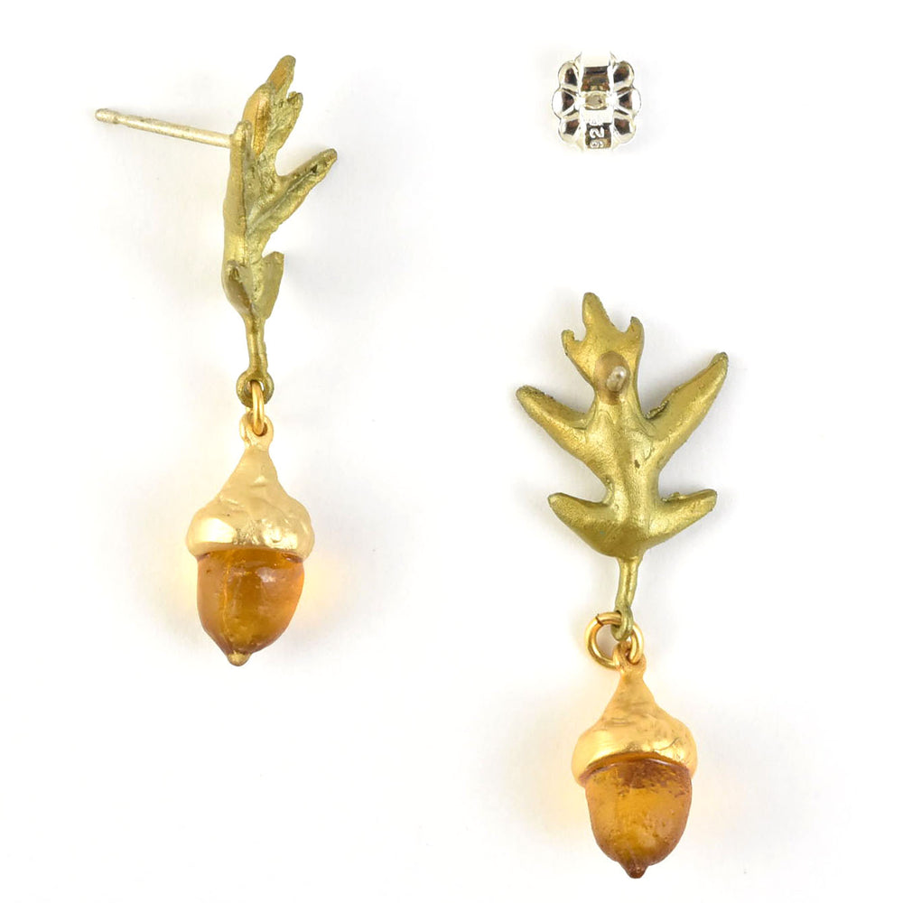 Pin Oak Glass Acorn Earrings - Goldmakers Fine Jewelry